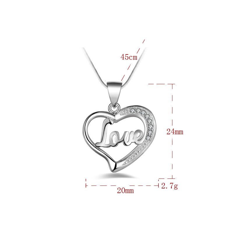 Silver Jewelry Pendant Fine LOVE heart-shaped clavicle chain 925 jewelry silver plated Necklace Pendants Fashion gift necklace Top Quality