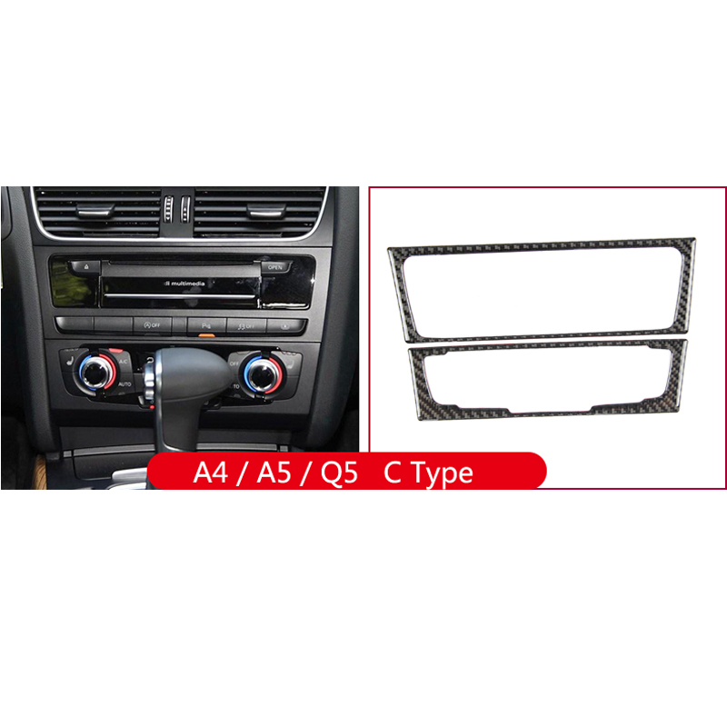 Carbon Fiber Interior Trim Air conditioning CD Control Panel Cover Frame Car Styling Stickers For Audi A4 B8 A5 Q5 Accessories
