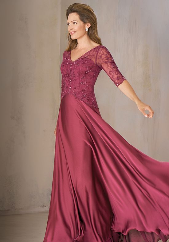 Burgundy Mother Of The Bride Dresses V Neck Chiffon Half Long Sleeve Floor Lengthn Elegant Wedding Guest Dress For Mother Lace Evening Gowns