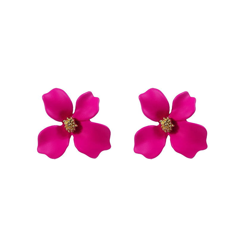 New Fresh Alloy Flowers Stud Earring Jewelry 925 Sterling Silver Ear Needle Earring Women Festival Gift