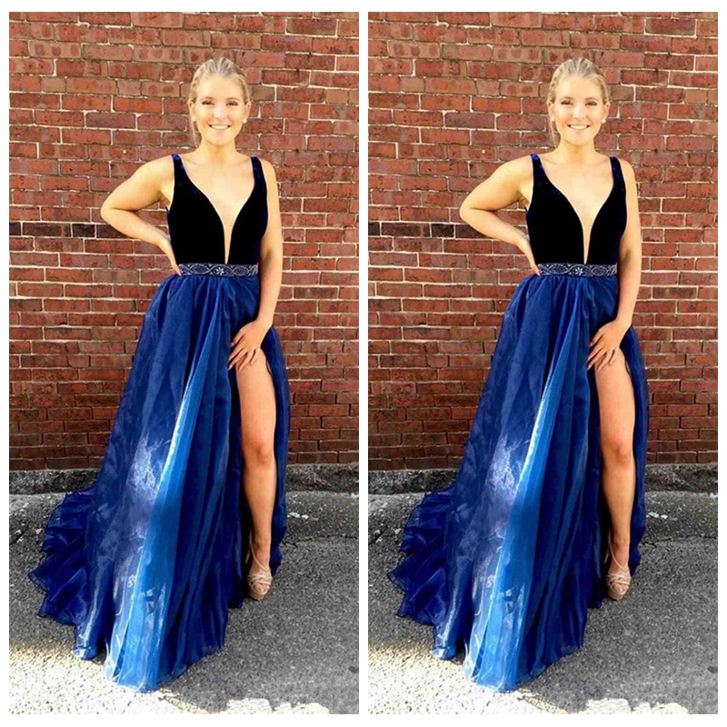 Royal Blue Velvet Prom Dresses A-Line V-Neck Side Split Organza Skirt Beaded Sash Formal Long Party Evening Gowns Special Occasion Dress, Yellow
Royal Blue Velvet Prom Dresses A-Line V-Neck Side Split Organza Skirt Beaded Sash Formal Long Party Evening Gowns Special Occasion Dress, Yellow