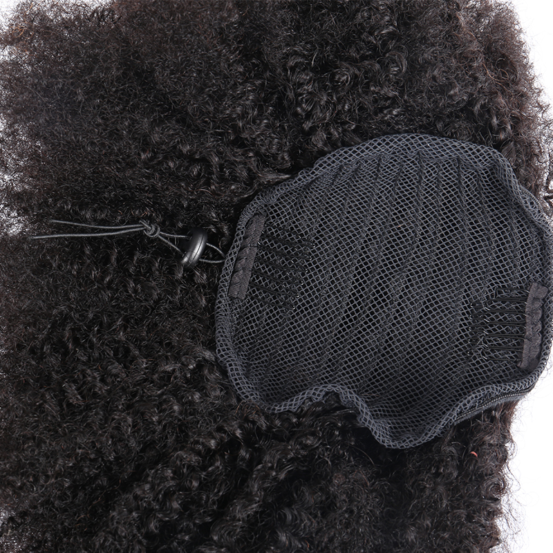 8A Afro Kinky Straight Curl Ponytail Human Hair Extensions Natural Black Remy Human Hair Clip In Ponytails 100gram