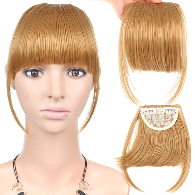 6 inches Short Front Neat bangs Clip in bang fringe Hair extensions straight Synthetic 100 Real Natural hairpiece