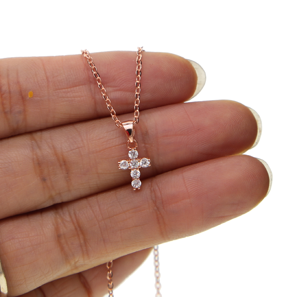 32+8cm cross pendant choker necklace cute cz cross charm women girl classic simple jewelry cute adorable 925 sterling silver cross collar
