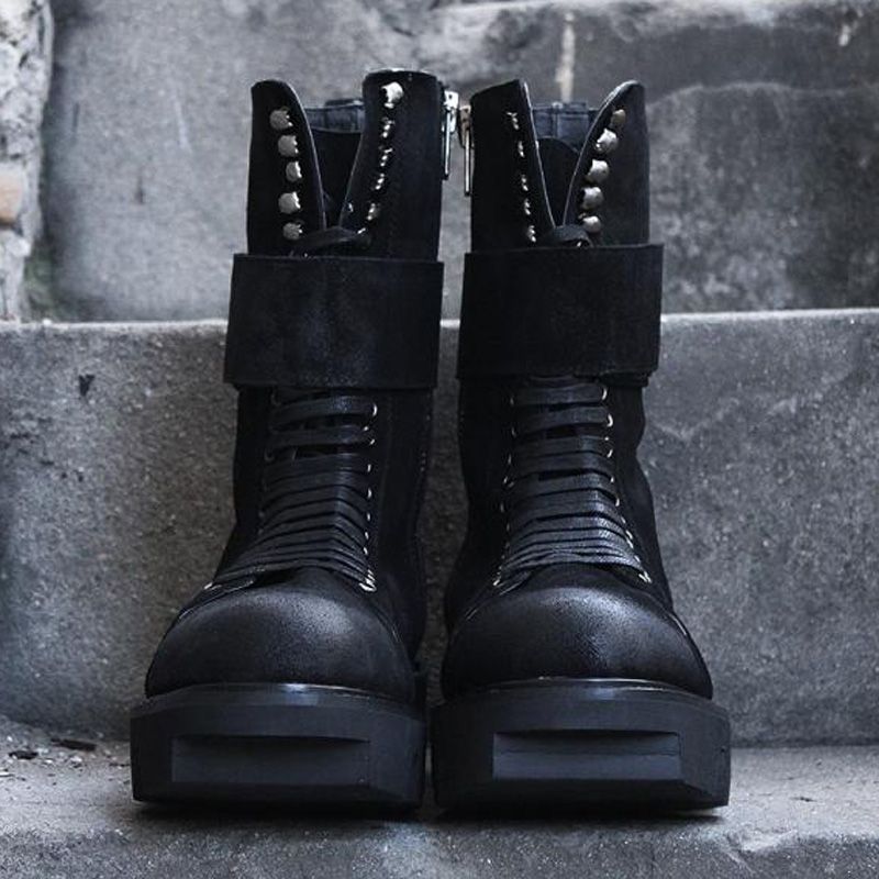 genuine leather thick sole platform Martin men boots military personalized Horseshoe Heel dark fasion R.KR handmade boots, Black
genuine leather thick sole platform Martin men boots military personalized Horseshoe Heel dark fasion R.KR handmade boots, Black