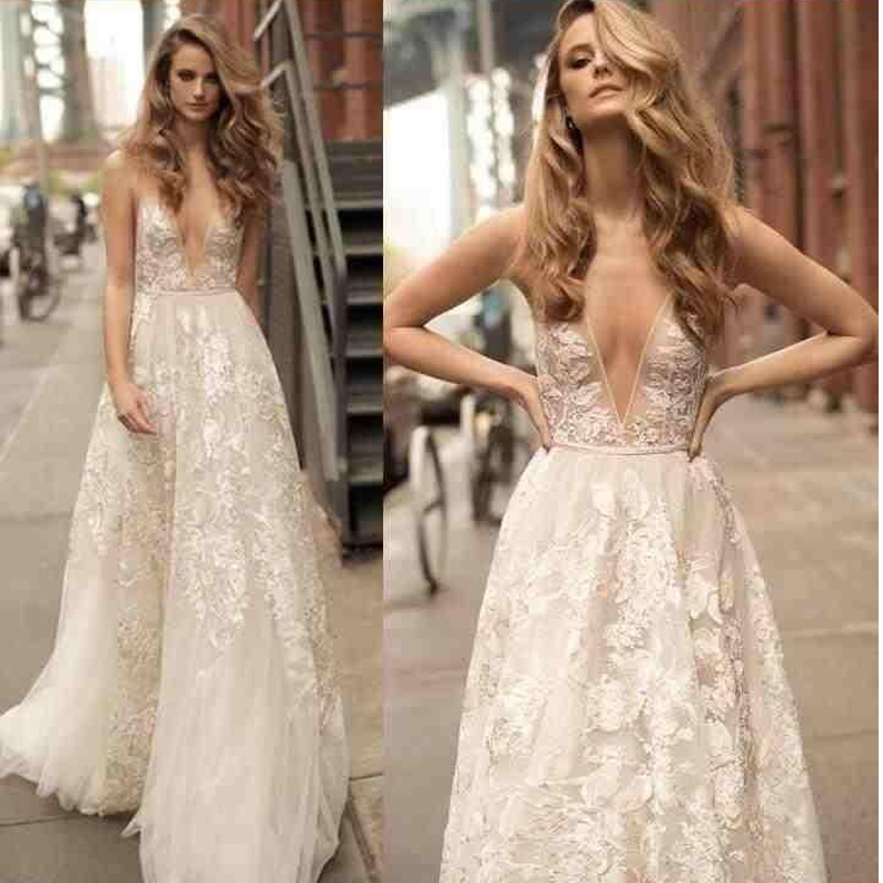 Summer Berta Bridal Gowns Sexy V Neck Boho Beach Lace Wedding Dresses Backless A Line Floral Long Spaghetti Straps, White
Summer Berta Bridal Gowns Sexy V Neck Boho Beach Lace Wedding Dresses Backless A Line Floral Long Spaghetti Straps, White