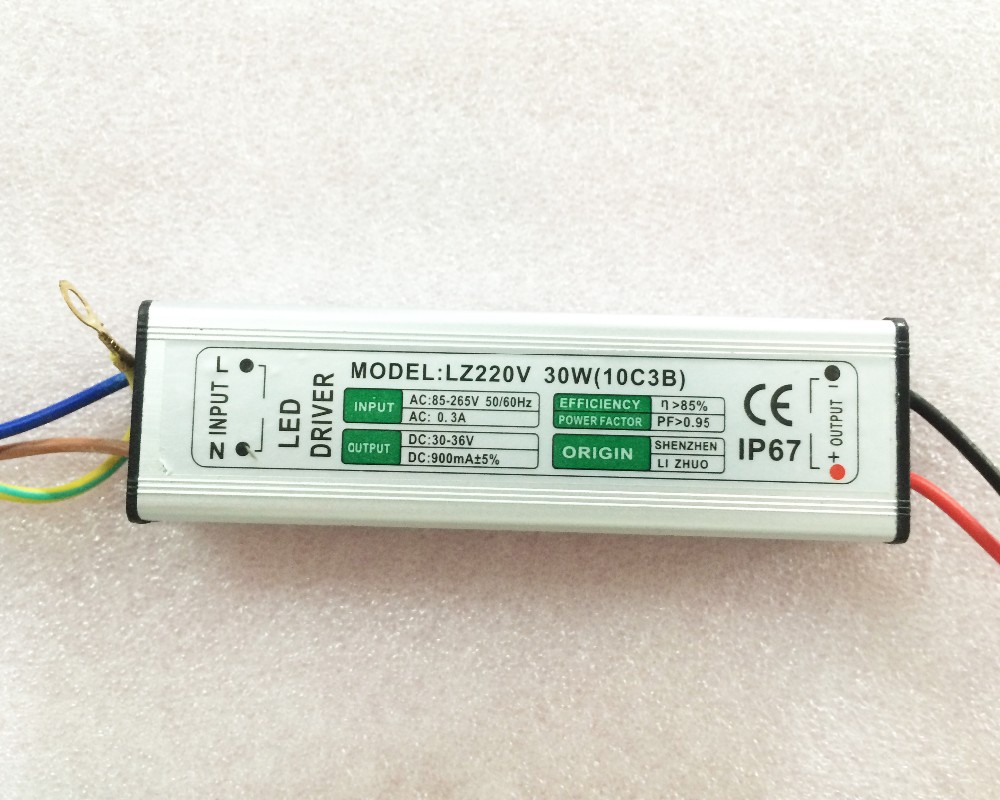 30pcs 10W 20W 30W 50W 100W LED Driver Power Supply waterproof IP65 lighting transformer Input AC 90V-265V output DC 30-36V