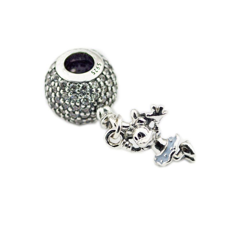 Bijoux en argent Sterling 925 Flottant Dangle Charm Rouge émail bleu clair perles originales Convient Bracelets Pour femmes Fabrication de bijoux