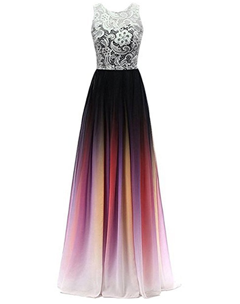 Sexy Lace Gradient Prom Dresses With Long Chiffon Plus Size Ombre Evening Party Gowns Formal Party Gown QC1530