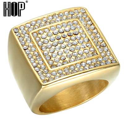 HIP Hop Micro Pave Rhinestone Iced Out Bling Big Square Ring IP Gold Filled Titanium Stainless Steel Rings for Men Jewelry
HIP Hop Micro Pave Rhinestone Iced Out Bling Big Square Ring IP Gold Filled Titanium Stainless Steel Rings for Men Jewelry