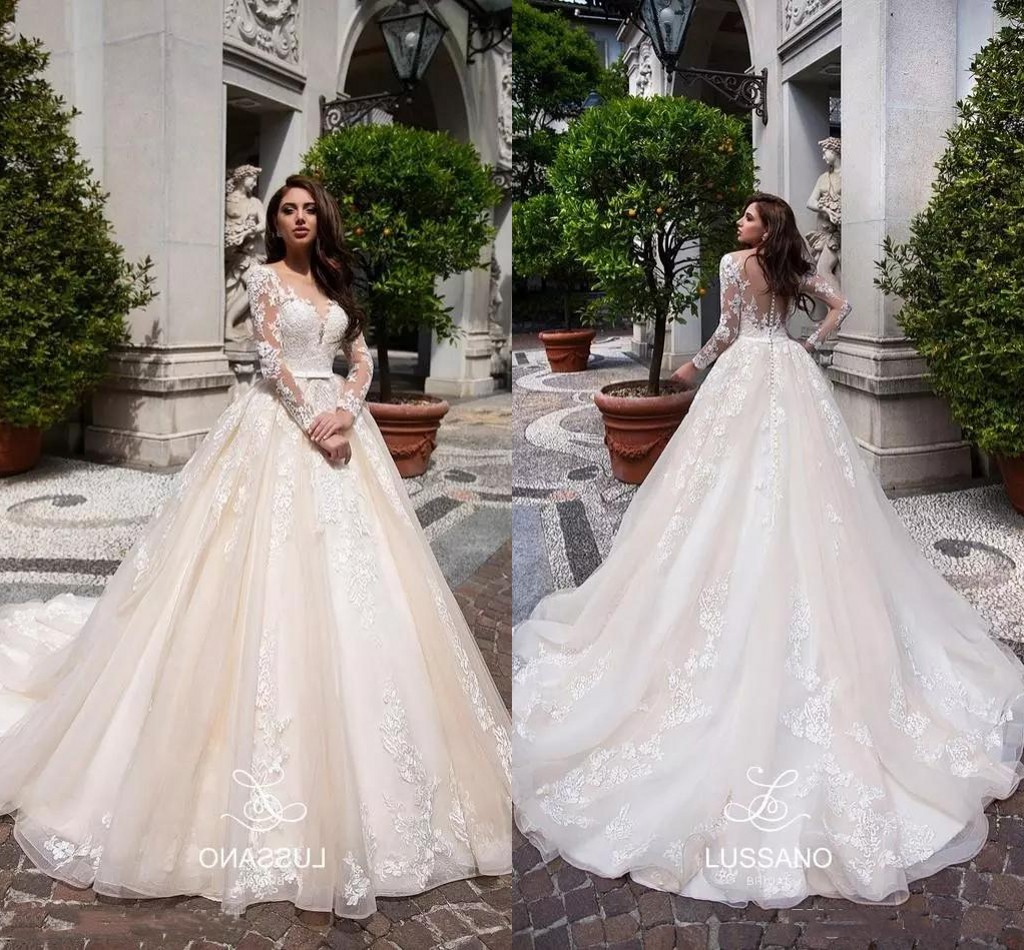 Vintage Illusion Long Sleeves Wedding Dresses With Bow Lace Appliques Tulle Court Train Champagne Bridal Gowns Backless, Black
Vintage Illusion Long Sleeves Wedding Dresses With Bow Lace Appliques Tulle Court Train Champagne Bridal Gowns Backless, Black
