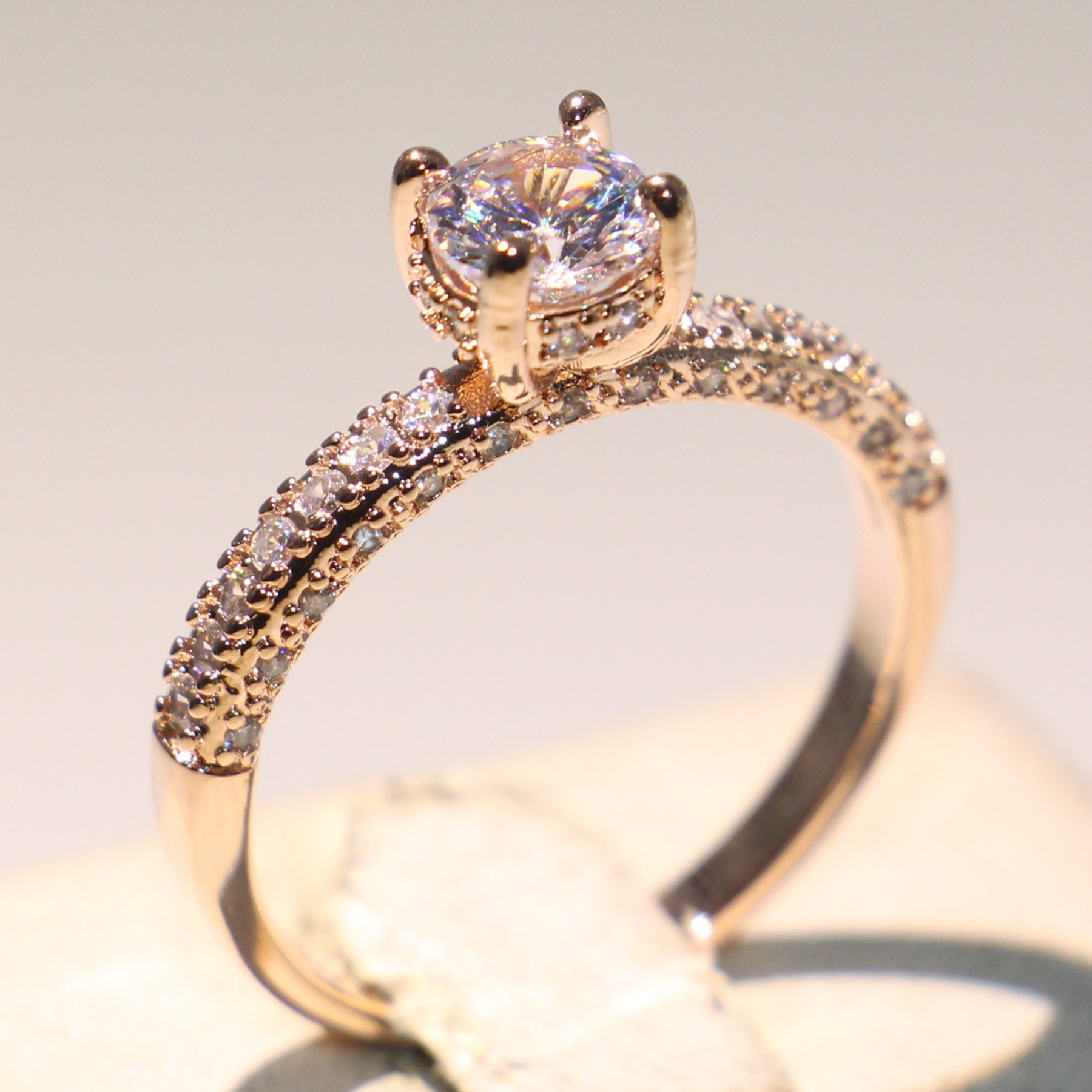 Victoria Wieck Hot High Quality 925 Sterling Silver&Rose Gold Fill Round Shape White Topaz CZ Diamond Eternity Women Wedding Band Ring Gift