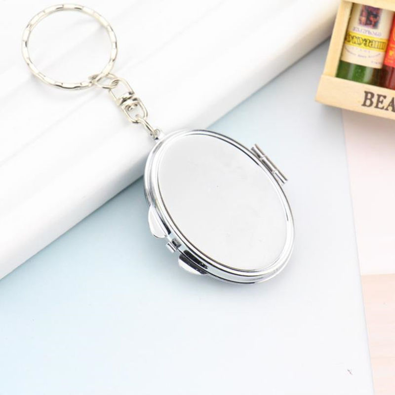 Travel Mini Portable Folding Pocket Compact Makeup Mirror Key Ring Keychain fast shipping F946