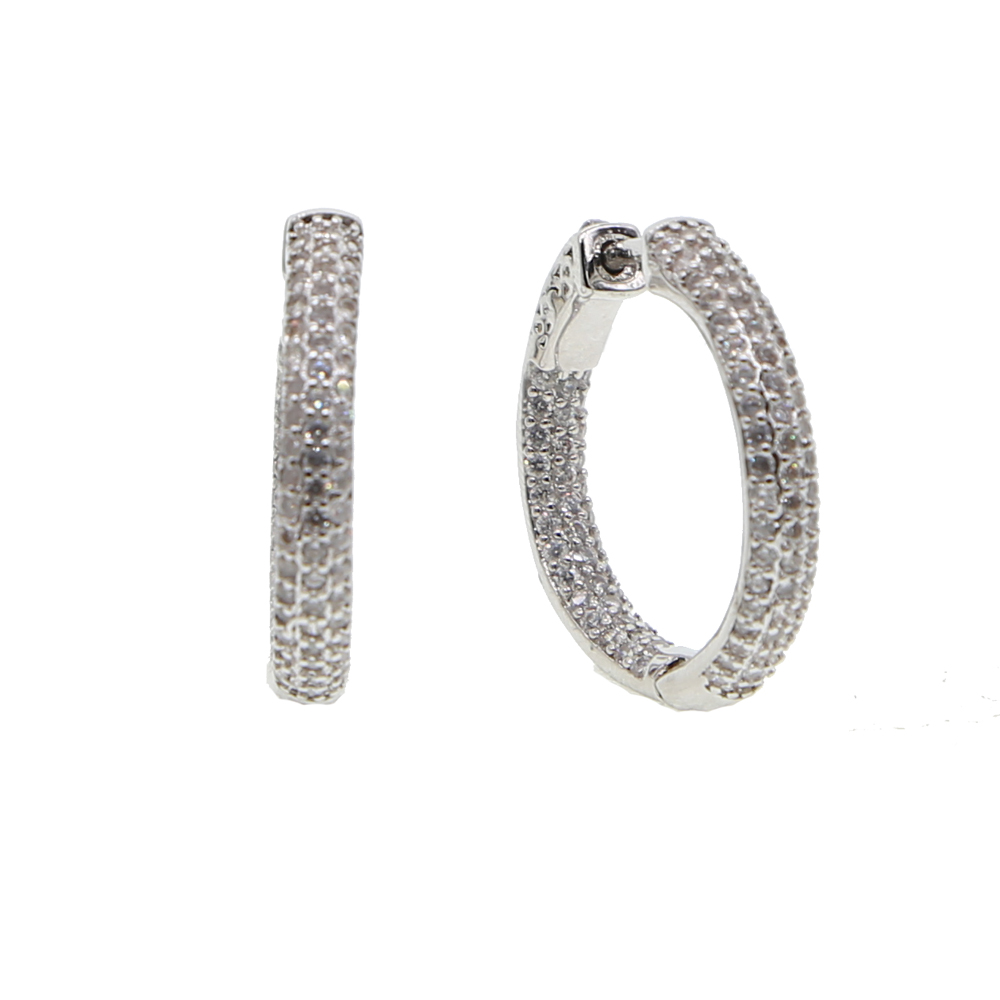 25mm 50mm big small huggie hoop earring full lab diamond cz paved circle hoops european fashion women gift bling hoops design