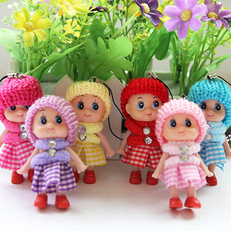 Cute Kids Toys Soft Interactive Baby Dolls Toy Key Chain, Mini Doll Keychain For Girls Key Ring Key Holder