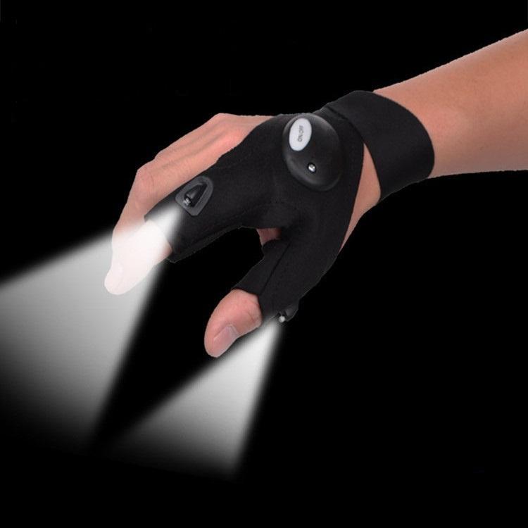 Gants de sport lumineux Réparation de voitures, Gants d'éclairage Pêche Equitation de plein air Réparation de voiture LED lampe de poche Voyage S