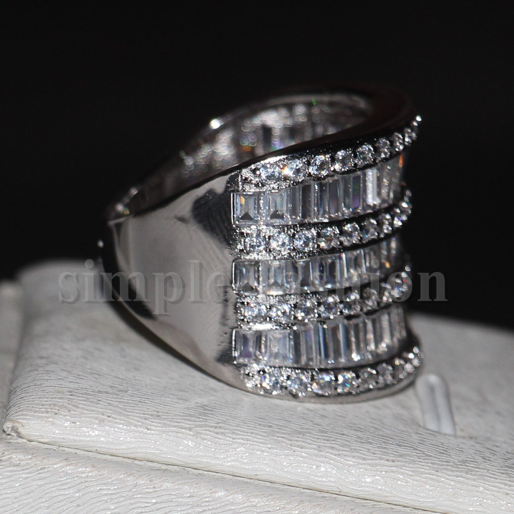 Unique Big Women wedding band ring Cocktail Jewelry 925 Sterling silver T Shape 5A zircon cz Female Engagement Ring