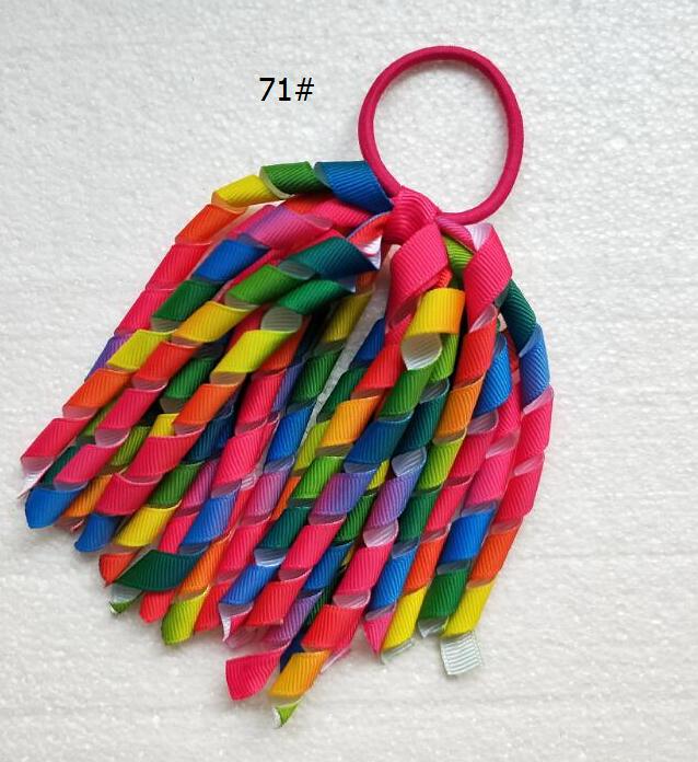 18 pcs Girl O A-korker Ponytail holder rainbow hair accessories corker tassel streamers hair flower elastic Curly ribbon headwear PD002 - view 8