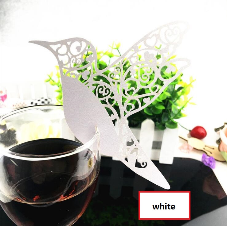 Laser Cut Paper Wine Glass Place Card bird card Wine Glass Card Creative Wedding Party Decorations fashion wedding favors BP081