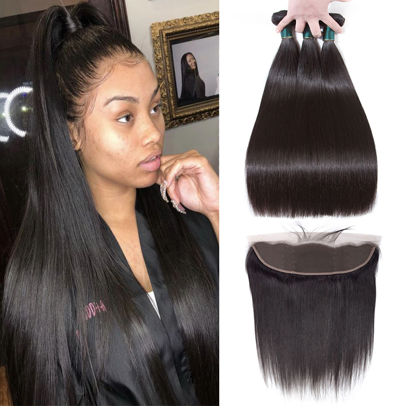 Brazilian Virgin Hair Bundles With Frontal Ear to Ear Lace Frontal Closure Straight Human Hair 13*4 Frontal With 3Pcs Bundles Deals
Brazilian Virgin Hair Bundles With Frontal Ear to Ear Lace Frontal Closure Straight Human Hair 13*4 Frontal With 3Pcs Bundles Deals