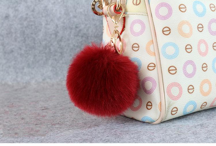 Gold 8CM Rabbit Fur Ball Keychain y keychain fur pom pom llaveros portachiavi porte clef Key Ring Key Chain For Bag