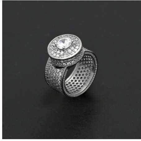 Mens Hip Hop Jewelry Bling Bling Gold Silver Plating Zircon Rings Copper Hiphop Big Rings Accessories