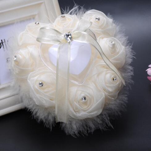 Heart Wedding Ring Pillows Rose Flowers Pillow Rhinestone Ostrich Plumes Wedding Ring Cushion Decoration Rose Flowers Ring Box 62G, Multi
Heart Wedding Ring Pillows Rose Flowers Pillow Rhinestone Ostrich Plumes Wedding Ring Cushion Decoration Rose Flowers Ring Box 62G, Multi