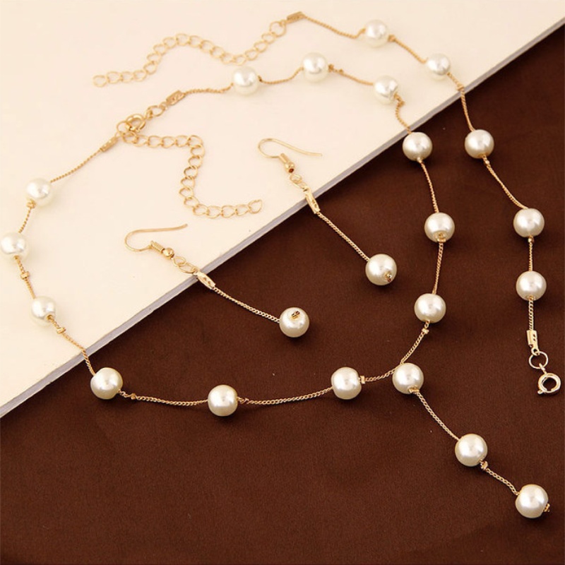 Sweet jewellery set for office lady elegant imitation pearl necklace bracelet earring set for woman free shipping, Black
Sweet jewellery set for office lady elegant imitation pearl necklace bracelet earring set for woman free shipping, Black