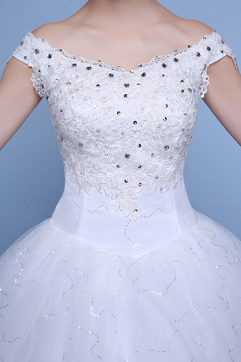 2 Color Real Photo simple Fashion Wedding Dress 2018 New Arrival Korean Style Boat Neck Lace princess vestido de noiva Appliques