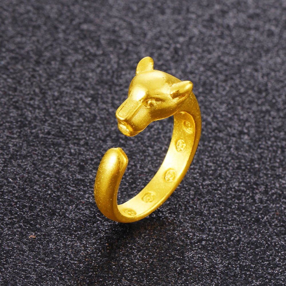 Womens Mens Ring Hip Hop 18k Yellow Gold Filled Solid Leopard Shaped Fashion Ring Gift Size Free