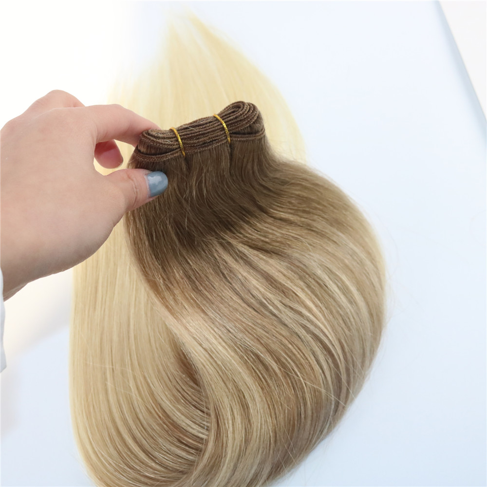 Virgin Remy Human Hair Extensions Ombre #8 to #60 Blonde Hair Weft Slik Straight Balayage Hair Bundles Balayage Unprocessed Brazilian Weave