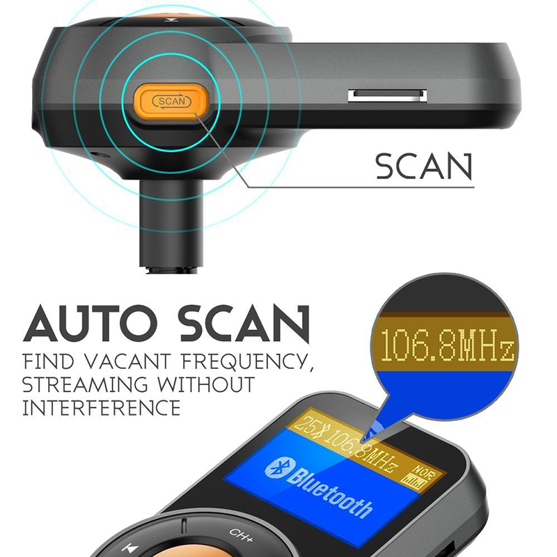 Car Bluetooth FM Transmitter for Cars - Dual USB Quick Charge 3.0 Wireless Kit Adapter