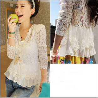 Women Blouses White Lace Crochet Chiffon Floral Shirt Long Sleeve Hollow Out Clothing Plus Size For Summer
Women Blouses White Lace Crochet Chiffon Floral Shirt Long Sleeve Hollow Out Clothing Plus Size For Summer