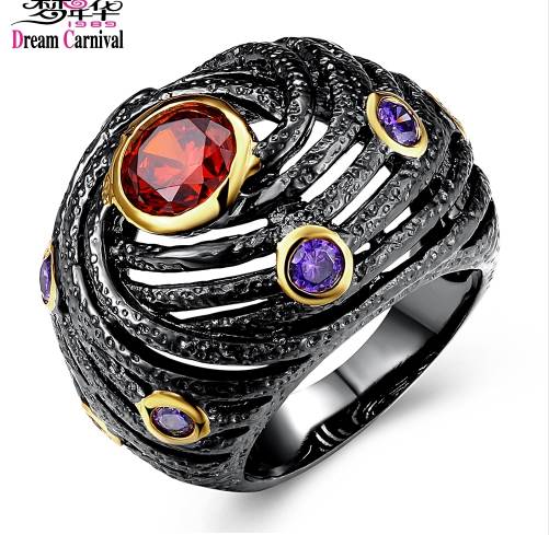 DreamCarnival 1989 Unique Engagement Ring for Women Black Gold Color Hip Hop Party Jewelry Red Purple Zirconia DC1989 Anillos
DreamCarnival 1989 Unique Engagement Ring for Women Black Gold Color Hip Hop Party Jewelry Red Purple Zirconia DC1989 Anillos