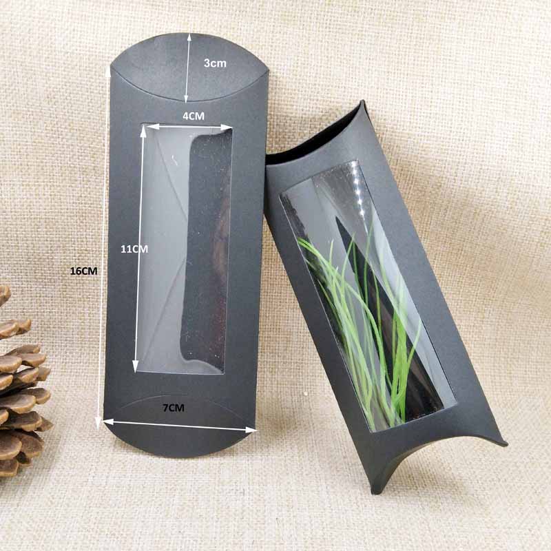 paper pillow window box gift package favors gifts products package box black kraft white 50 pcs