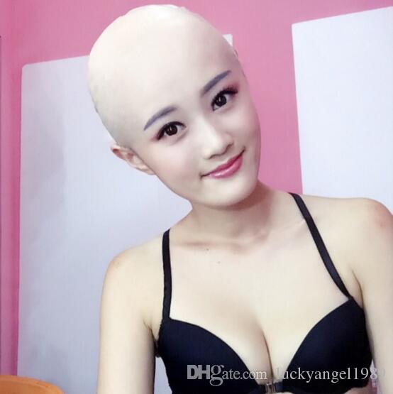 New human mask crossdress silicone female unisex head mask halloween cosplay without hair latex bareheaded monk head mask