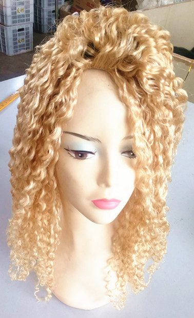Brazilian Human Virgin Remy Blonde Hair Kinky Curly Hair Weft Soft Double Drawn Hair Extensions Unprocessed Color