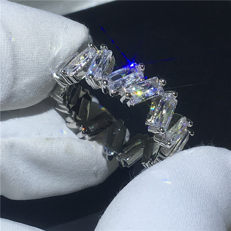 Fashion Tennis ring T shape 5A Cz Sona Stone 925 Sterling silver Engagement wedding band ring for women Finger Jewelry