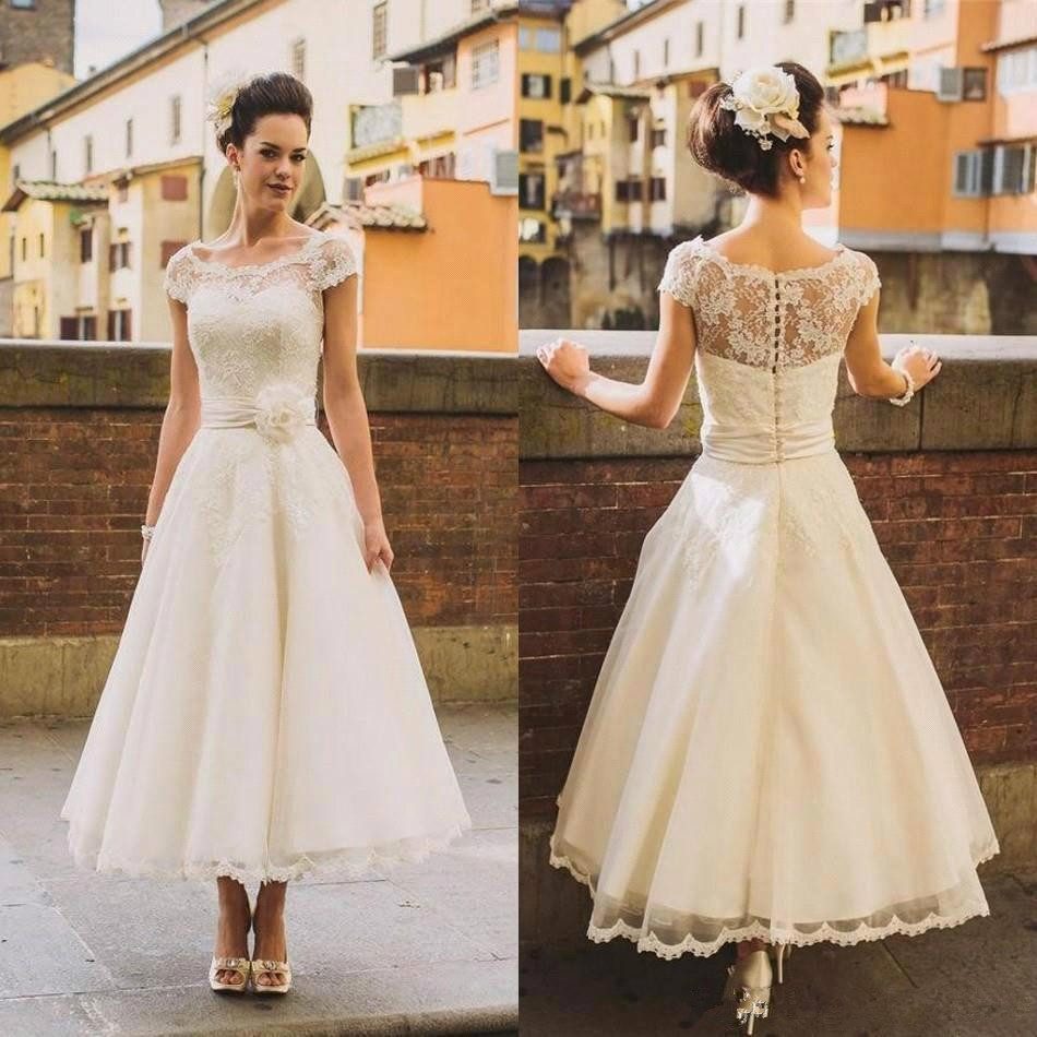 Vintage Style Short Wedding Dresses 2019 Hot Selling Custom Made New A-Line Flower Sash Cap Sleeve Ankle Length Lace Bridal Gowns W050, White
Vintage Style Short Wedding Dresses 2019 Hot Selling Custom Made New A-Line Flower Sash Cap Sleeve Ankle Length Lace Bridal Gowns W050, White