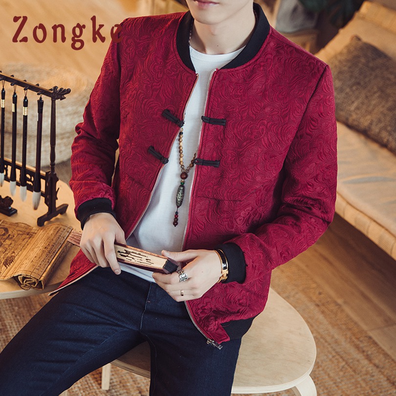 Zongke Chinese Style Floral Jacket Men Fashions Hip Hop Streetwear Bomber Jacket Men Coat Coat 5XL 2018 Autumn New