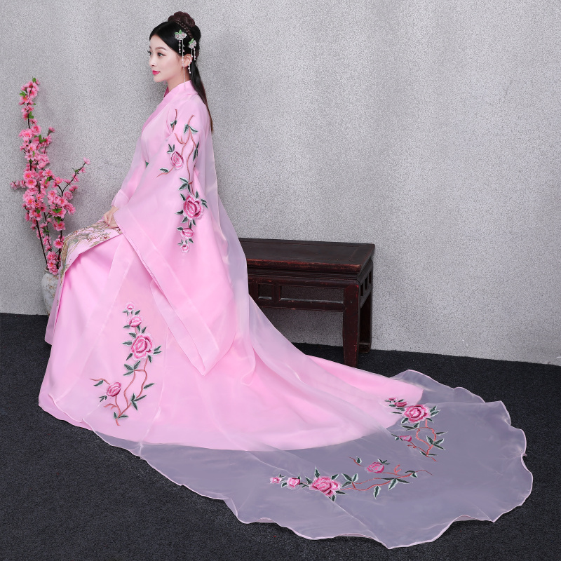 Ethnic Clothing Elegent Traditional dress female costume Ancient China Princess Outfit hanfu Costume embroidered Pink Chinese Charming woman
