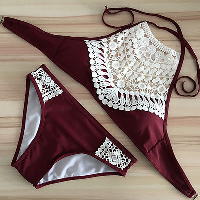Swimwear Women Bikini Lace Patchwork Swimsuits Push-Up Low Waist High Neck Bikini Set Bodysuits Beachwear Biquini Suit -XL, Black
Swimwear Women Bikini Lace Patchwork Swimsuits Push-Up Low Waist High Neck Bikini Set Bodysuits Beachwear Biquini Suit -XL, Black