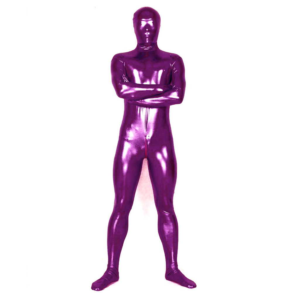 Unisex Shiny Metallic Zentai Skin Tight Full Body Suit Solid Color Wetlook Spandex Lycra Unitard Costume Halloween Fancy Dress