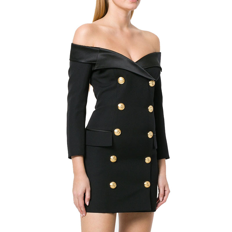 Black Cocktail Dresses Off The Shoulder Sexy Long Sleeve Formal Dress Party Evening Wear Women Clothes XS-XL In Stock Prom Gowns