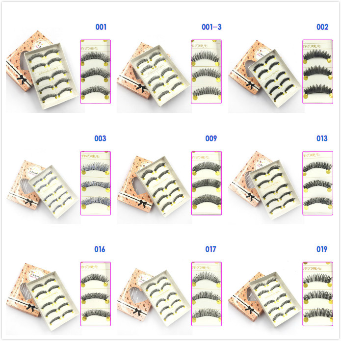 5 Pairs False Eyelashes Fake Lashes 27 Styles Natural Black Long Cross Thick Party Eye Makeup Cosmetic Tools for Lady Women with Retail Boxes