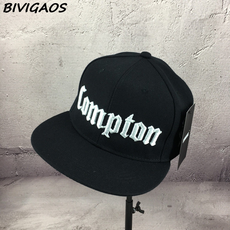 New 2018 Fashion Men Cap Black Compton Letters Embroidery Snapback Hats Hiphop Hat Baseball Cap Hip Hop Caps For Men Women Bones D18110601