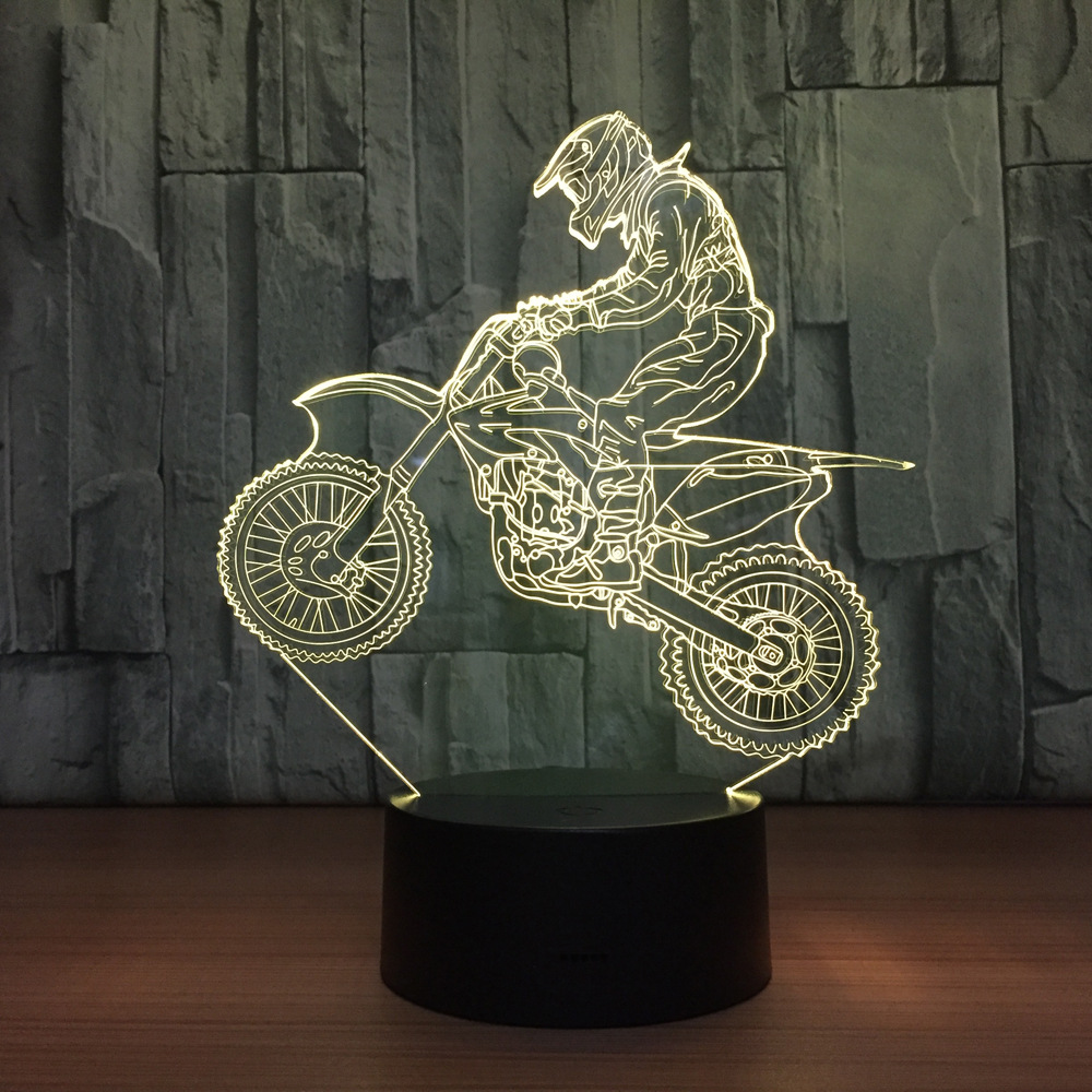 Novelty 3D Table Lamp LED Motocross Bike Night Lights USB 7 Colors Sensor Desk Lamp Holiday Gifts