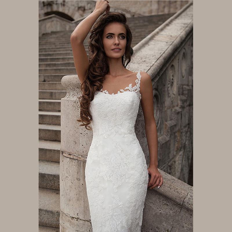 Sexy Backless Lace Mermaid Wedding Dresses Vestido De Novia 2020 Sheer Straps Appliques Long Wedding Dress Robe De Mariage