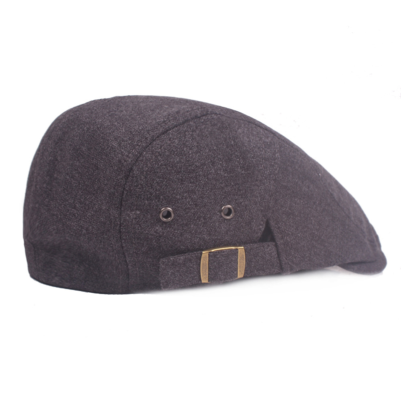 Leisure British Men Beret Wool Felt Newsboy Caps Solid European US Peaked Cabbie Cap Driving Casquette Forward Hats for Male