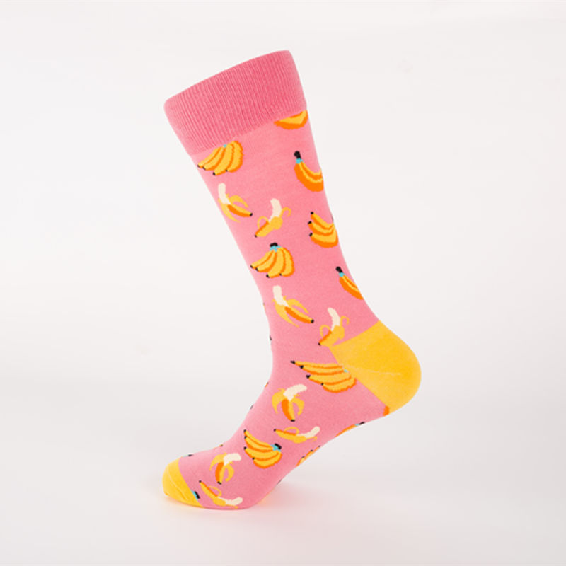 Mens happy socks man combed cotton funny socks colourful fruit long art sock men's fashion dress skateboard sock